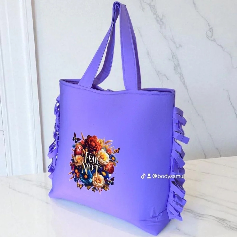 Vibrant Purple Tote with Floral Accent